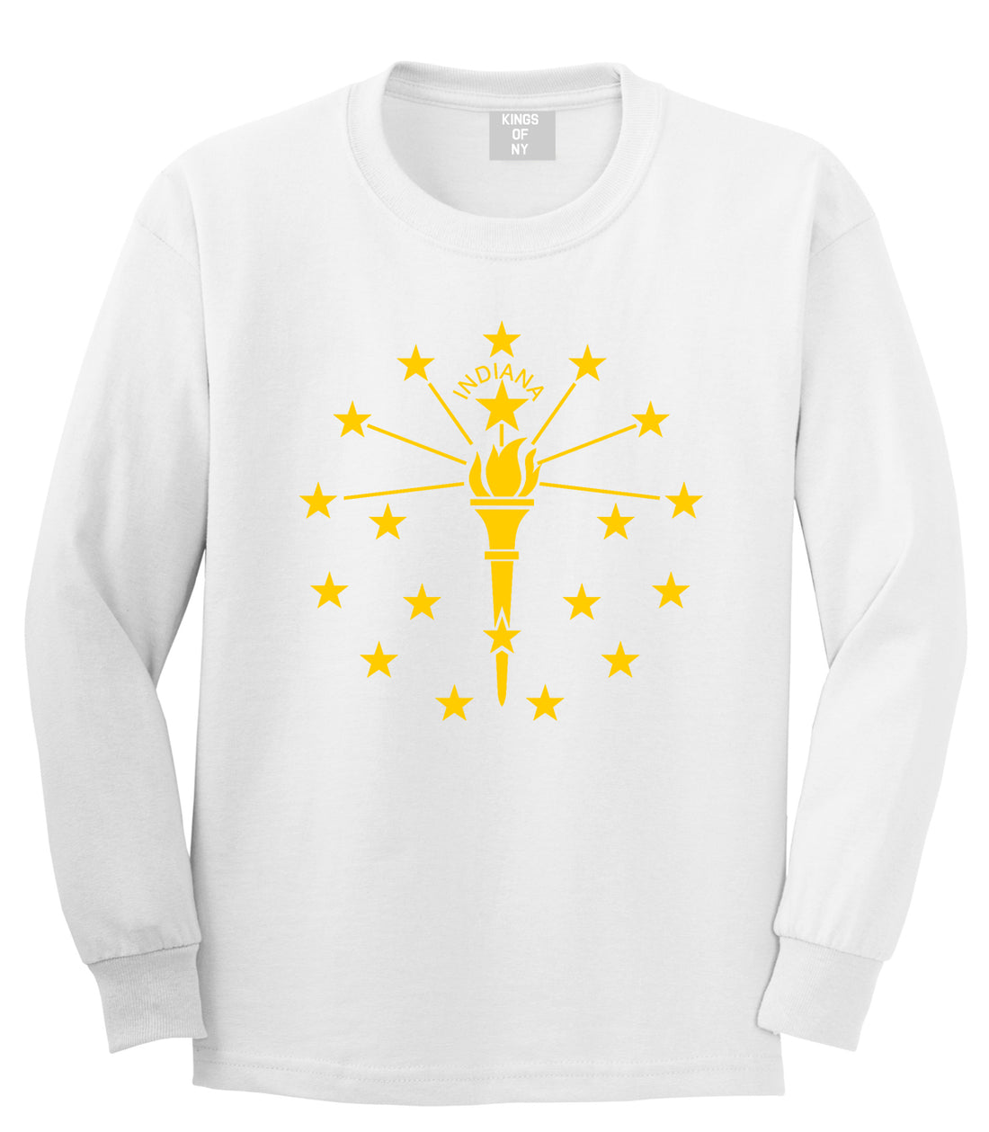 Indiana State Flag Outline Mens Long Sleeve T-Shirt White