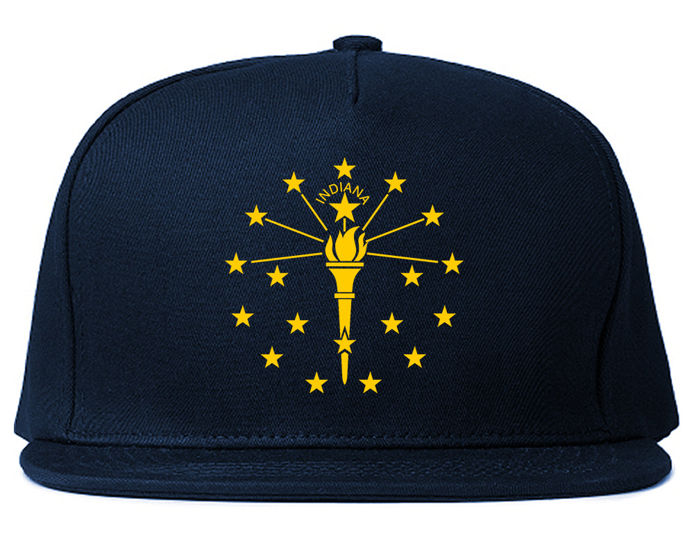 Indiana State Flag Outline Mens Snapback Hat Navy Blue