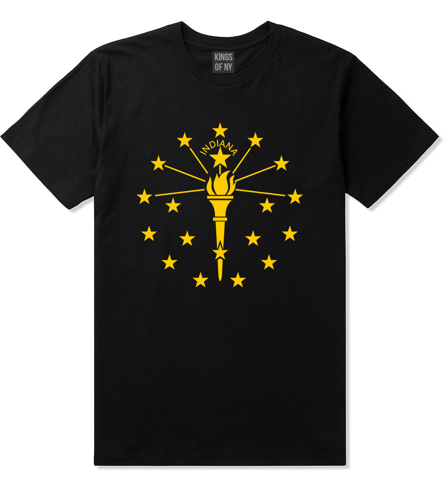 Indiana State Flag Outline Mens T-Shirt Black