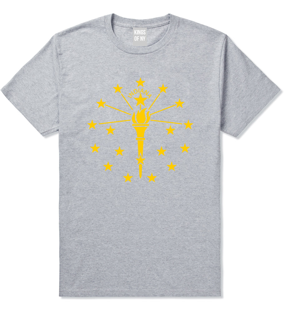 Indiana State Flag Outline Mens T-Shirt Grey
