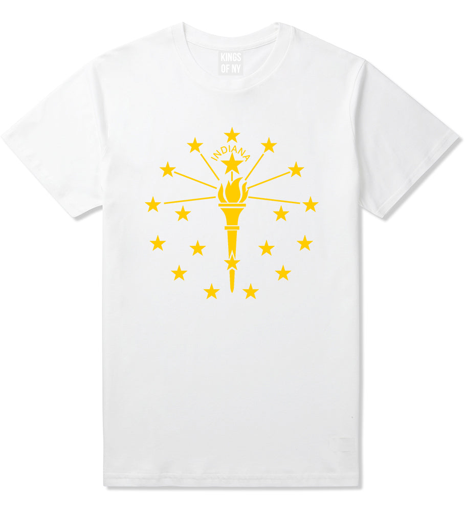 Indiana State Flag Outline Mens T-Shirt White