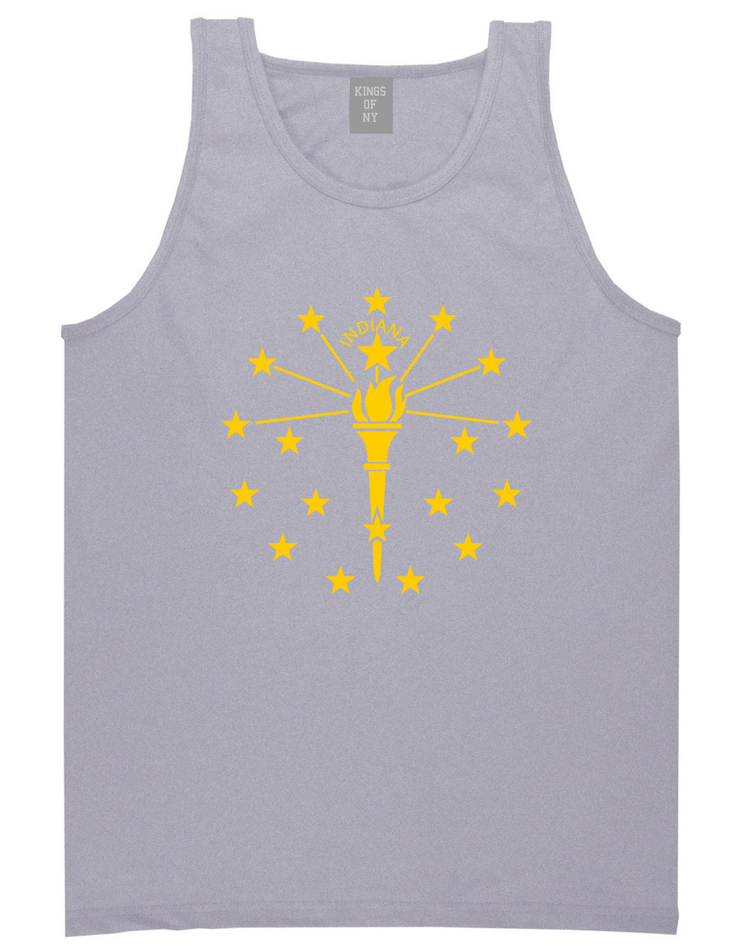 Indiana State Flag Outline Mens Tank Top T-Shirt Grey