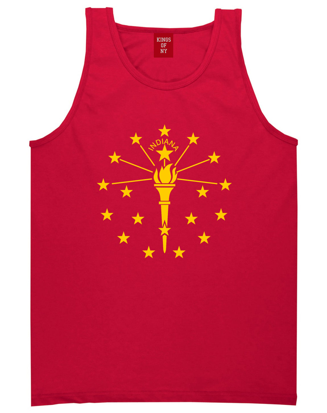 Indiana State Flag Outline Mens Tank Top T-Shirt Red