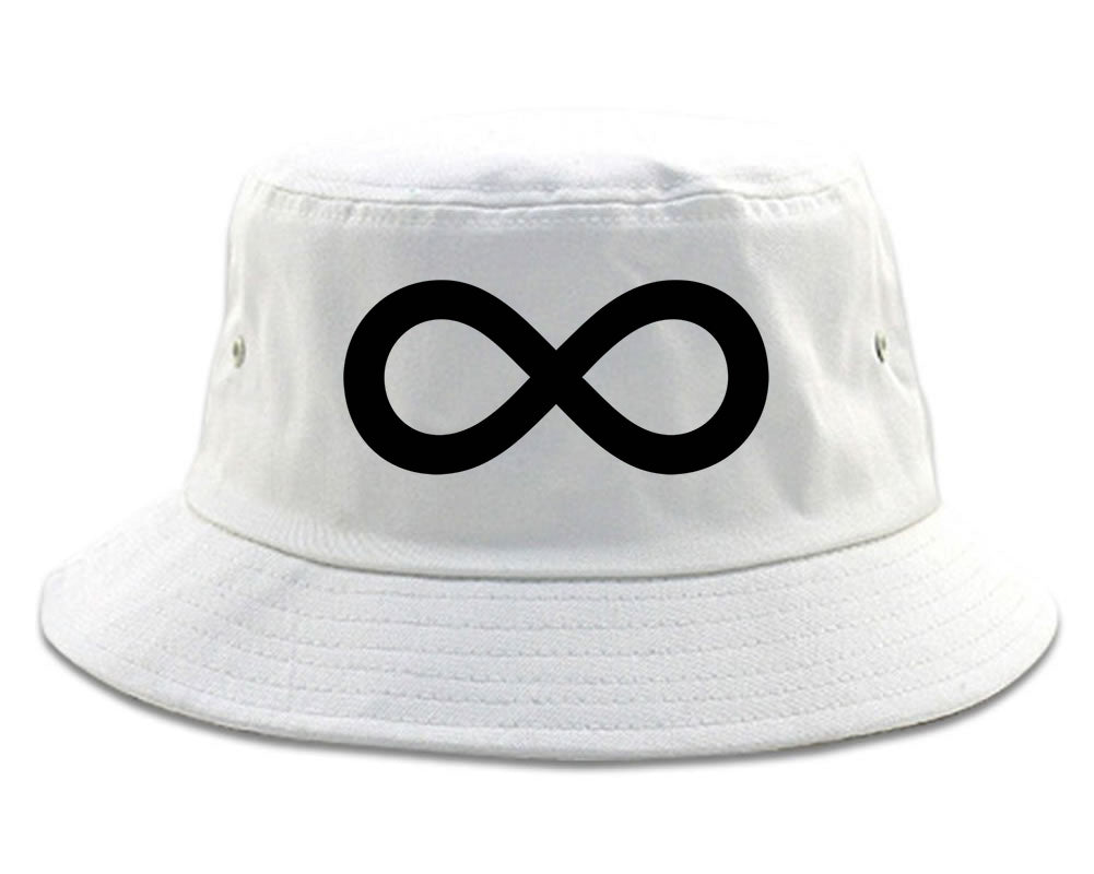 Infinity Symbol Mens Bucket Hat White