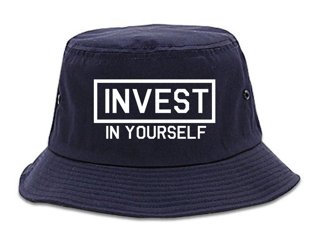 Invest In Yourself Mens Bucket Hat Navy Blue