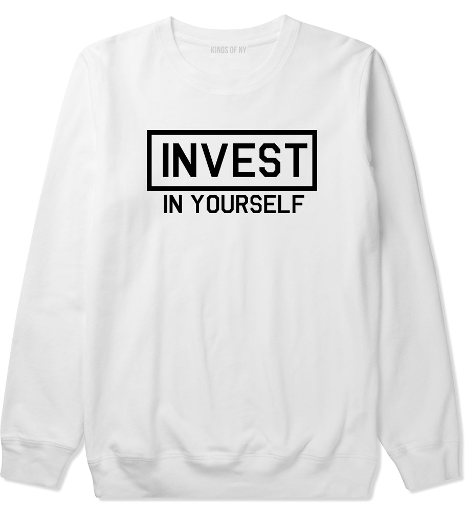 Invest In Yourself Mens Crewneck Sweatshirt White
