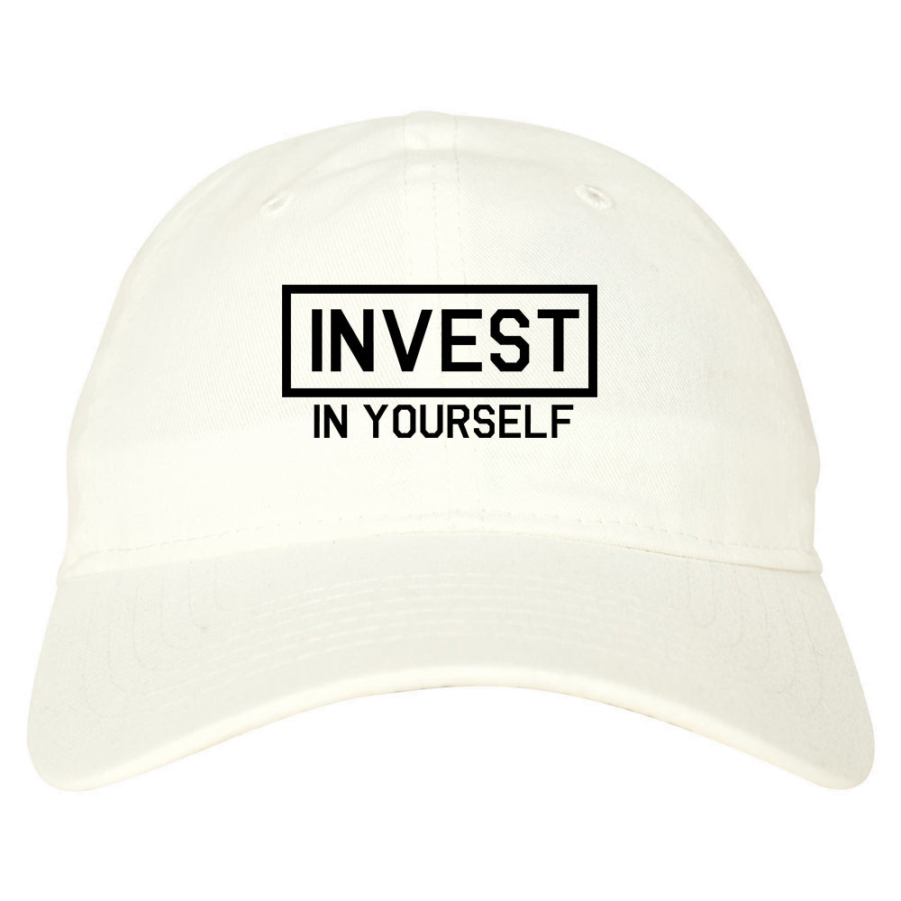 Invest In Yourself Mens Dad Hat White