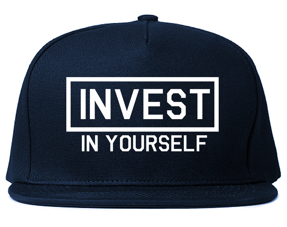 Invest In Yourself Mens Snapback Hat Navy Blue