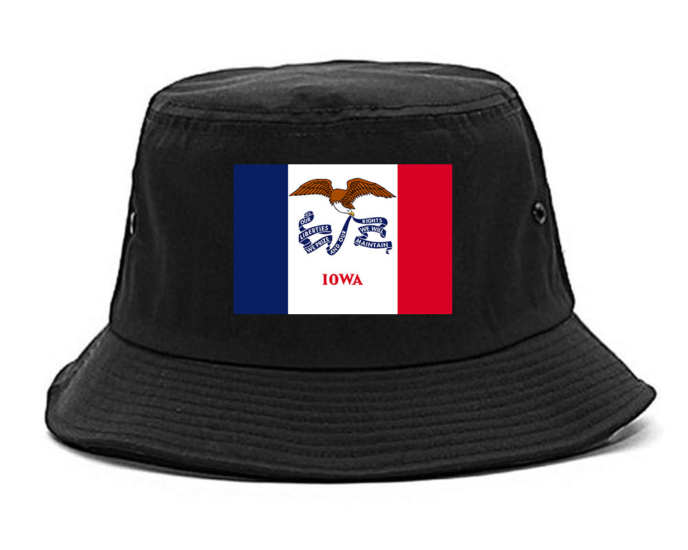 Iowa State Flag IA Chest Mens Bucket Hat Black