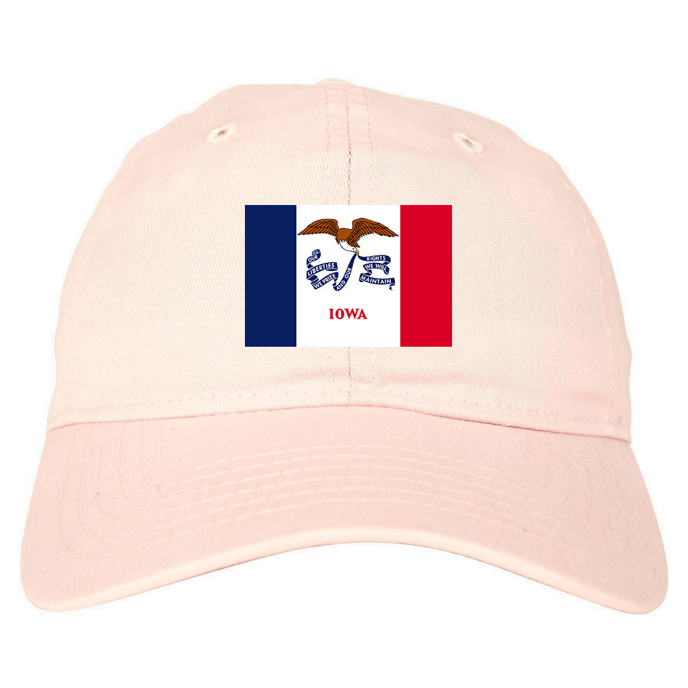 Iowa State Flag IA Chest Mens Dad Hat Pink
