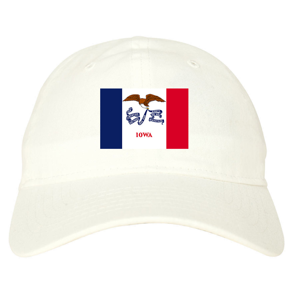 Iowa State Flag IA Chest Mens Dad Hat White