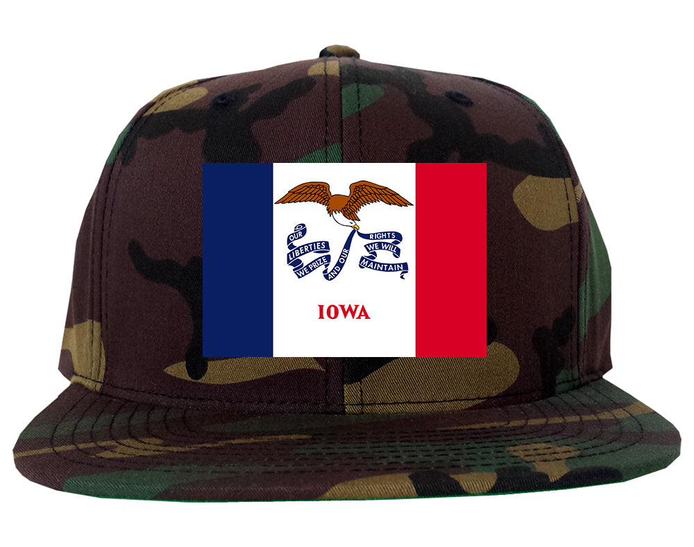 Iowa State Flag IA Chest Mens Snapback Hat Army Camo