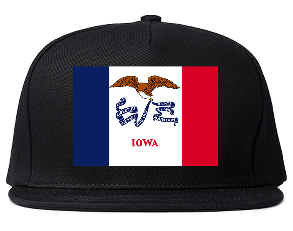 Iowa State Flag IA Chest Mens Snapback Hat Black