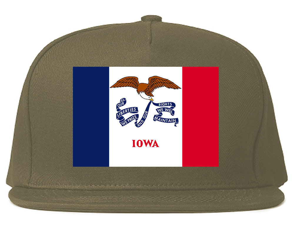 Iowa State Flag IA Chest Mens Snapback Hat Grey