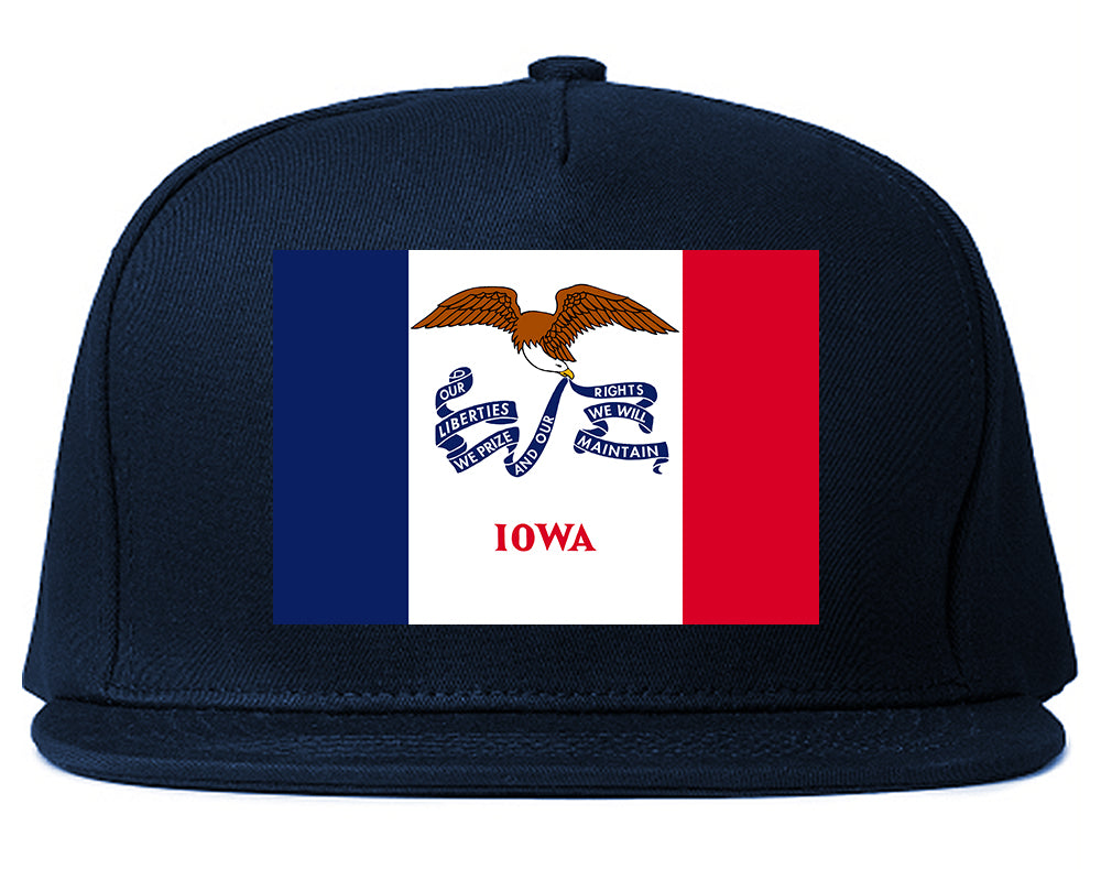 Iowa State Flag IA Chest Mens Snapback Hat Navy Blue