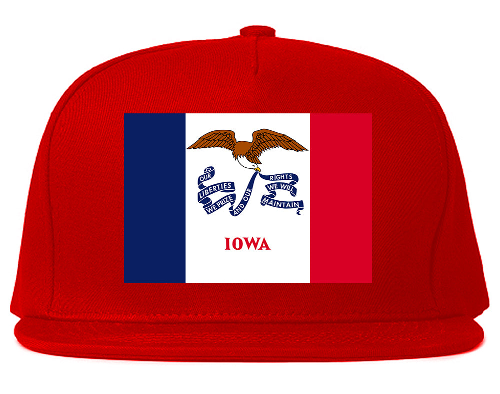 Iowa State Flag IA Chest Mens Snapback Hat Red