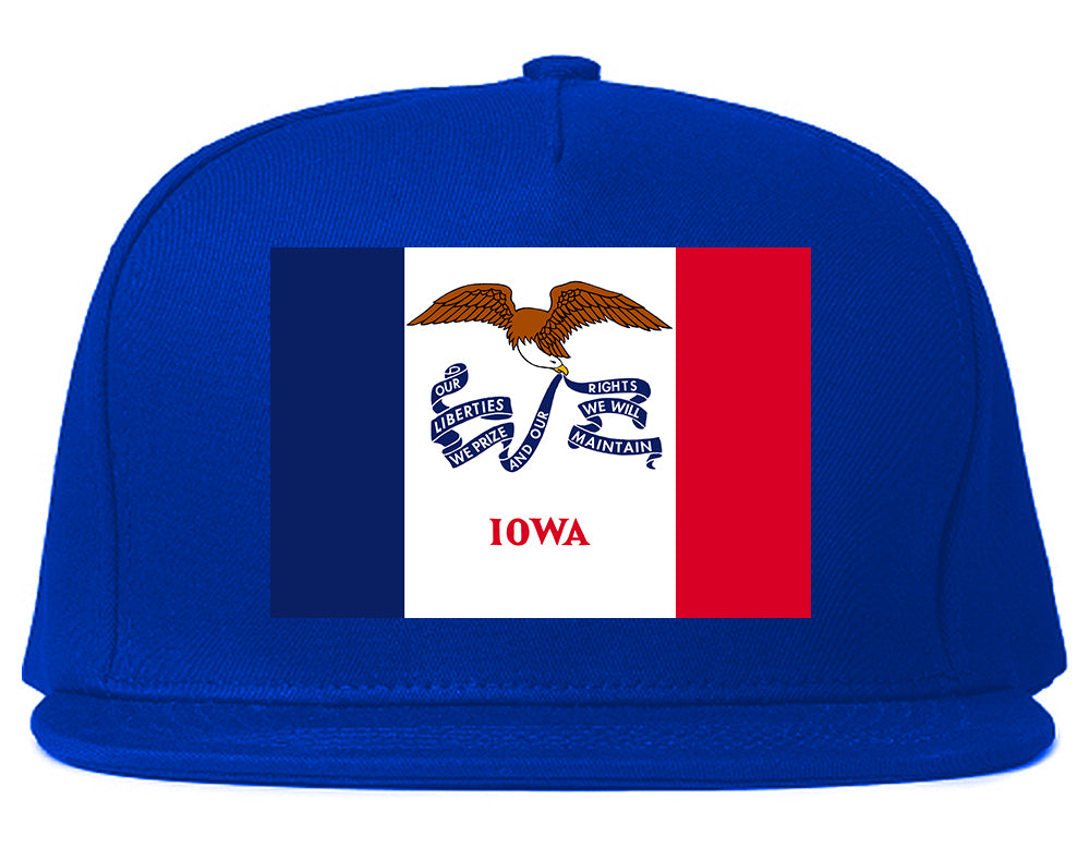 Iowa State Flag IA Chest Mens Snapback Hat Royal Blue