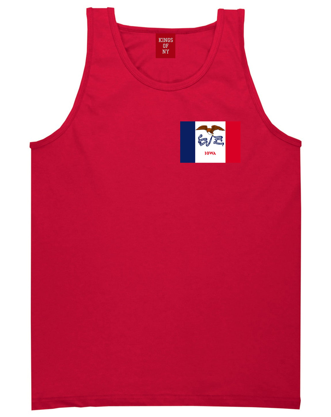 Iowa State Flag IA Chest Mens Tank Top T-Shirt Red