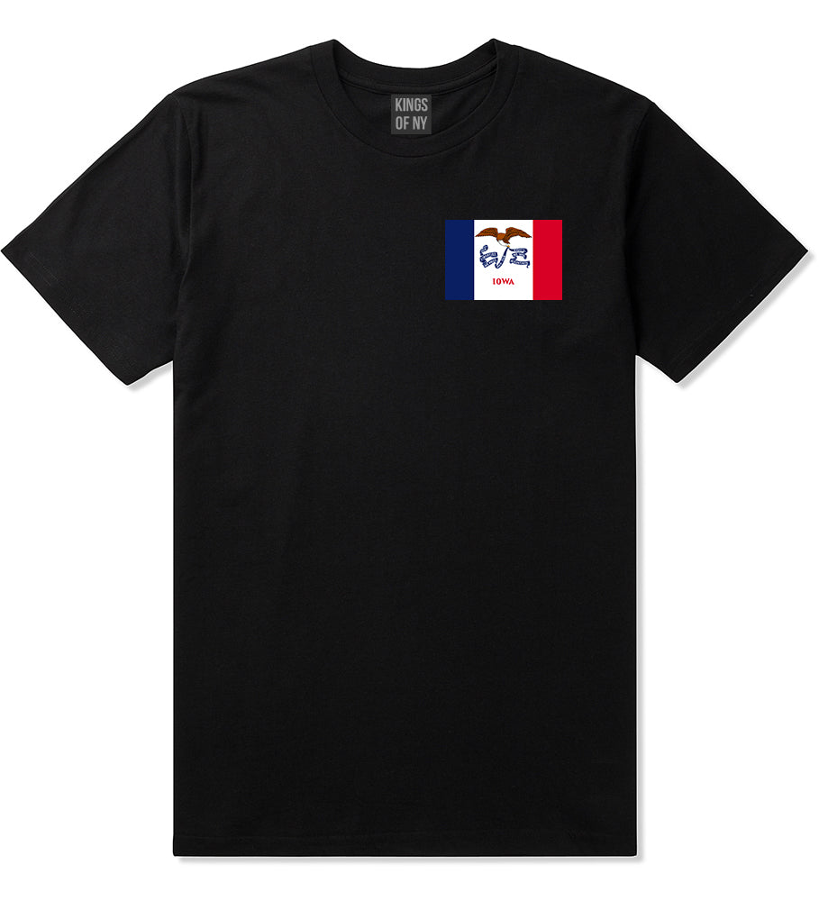 Iowa State Flag IA Chest Mens T-Shirt Black
