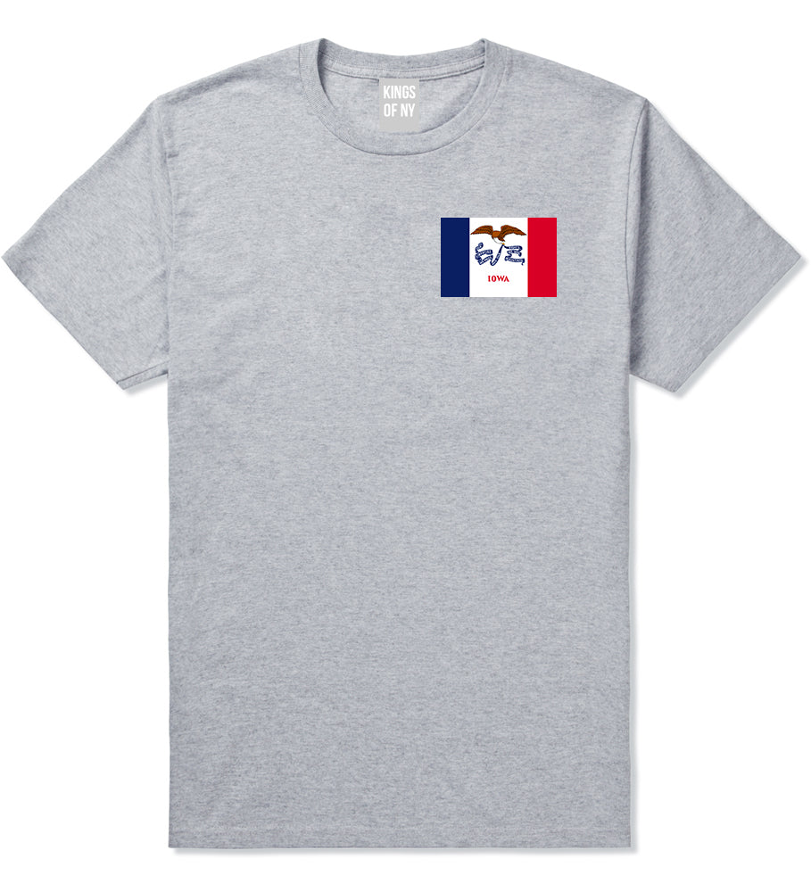 Iowa State Flag IA Chest Mens T-Shirt Grey