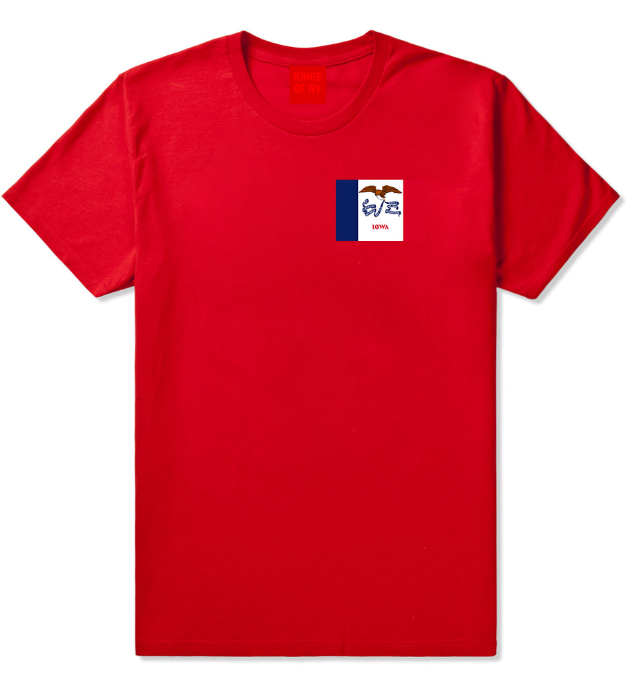Iowa State Flag IA Chest Mens T-Shirt Red