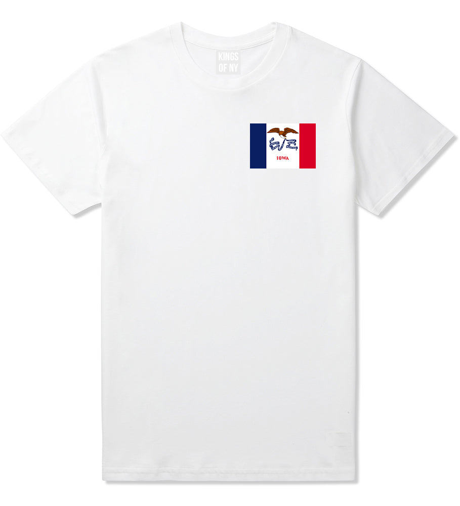 Iowa State Flag IA Chest Mens T-Shirt White