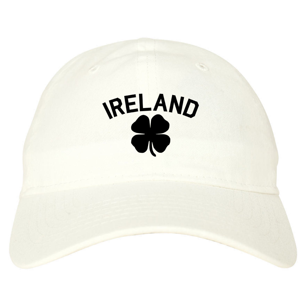 Ireland Shamrock St Paddys Day Mens Dad Hat Baseball Cap White