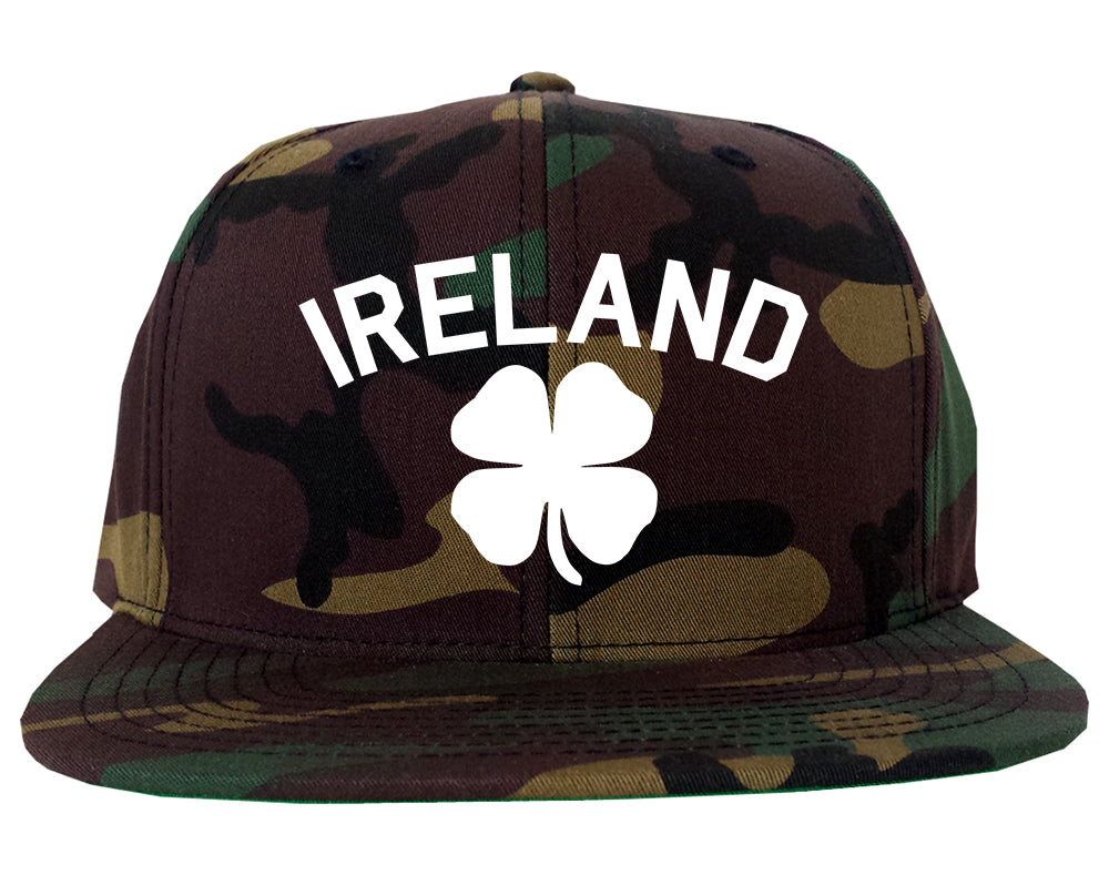 Ireland Shamrock St Paddys Day Mens Snapback Hat Green Camo