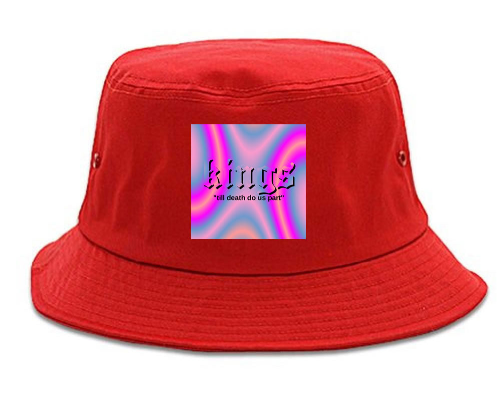Iridescent Till Death Box Logo Mens Bucket Hat Red