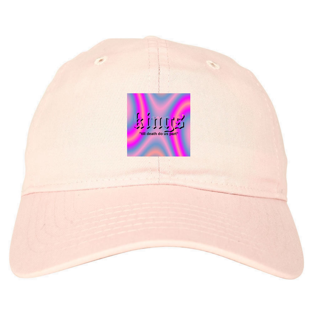 Iridescent Till Death Box Logo Mens Dad Hat Baseball Cap Pink