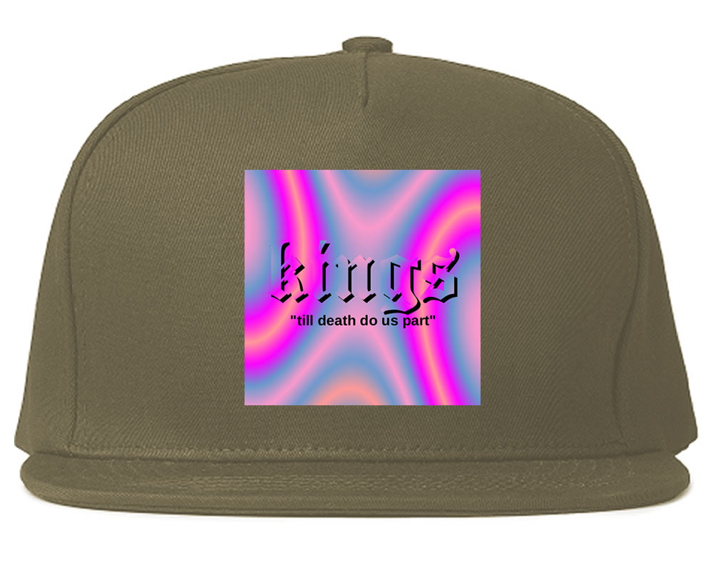 Iridescent Till Death Box Logo Mens Snapback Hat Grey
