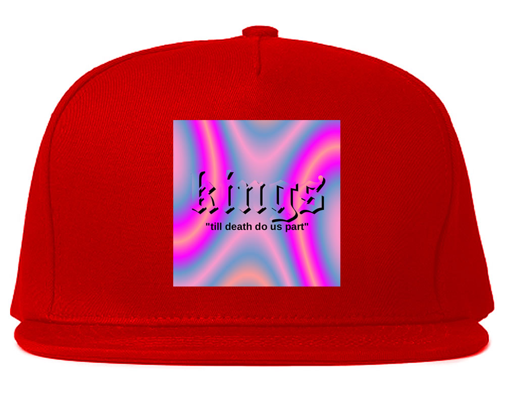 Iridescent Till Death Box Logo Mens Snapback Hat Red