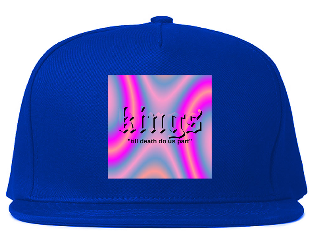 Iridescent Till Death Box Logo Mens Snapback Hat Royal Blue