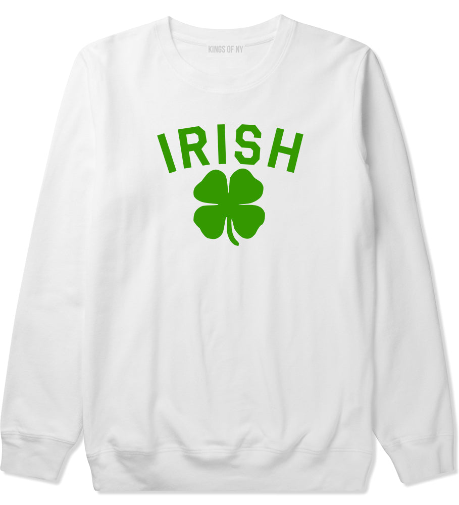 Irish Four Leaf Clover St Patricks Day Mens Crewneck Sweatshirt White