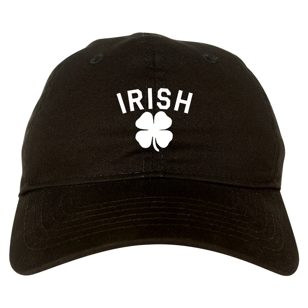 Irish Four Leaf Clover St Patricks Day Mens Dad Hat Baseball Cap Black