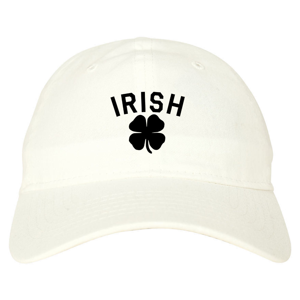 Irish Four Leaf Clover St Patricks Day Mens Dad Hat Baseball Cap White