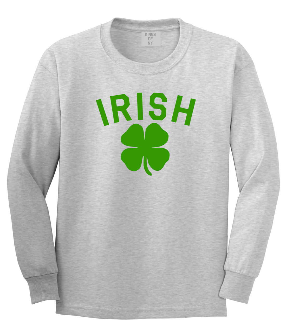 Irish Four Leaf Clover St Patricks Day Mens Long Sleeve T-Shirt Grey