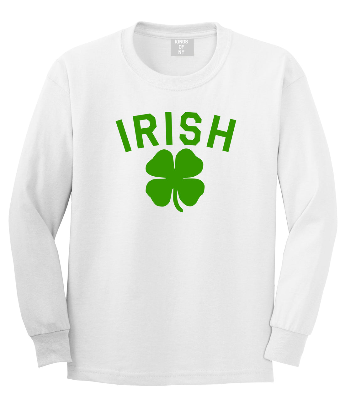 Irish Four Leaf Clover St Patricks Day Mens Long Sleeve T-Shirt White