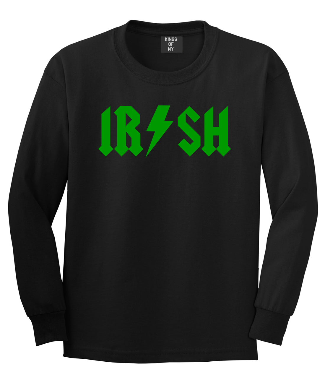 Irish Rockstar Funny Band Logo Mens Long Sleeve T-Shirt Black