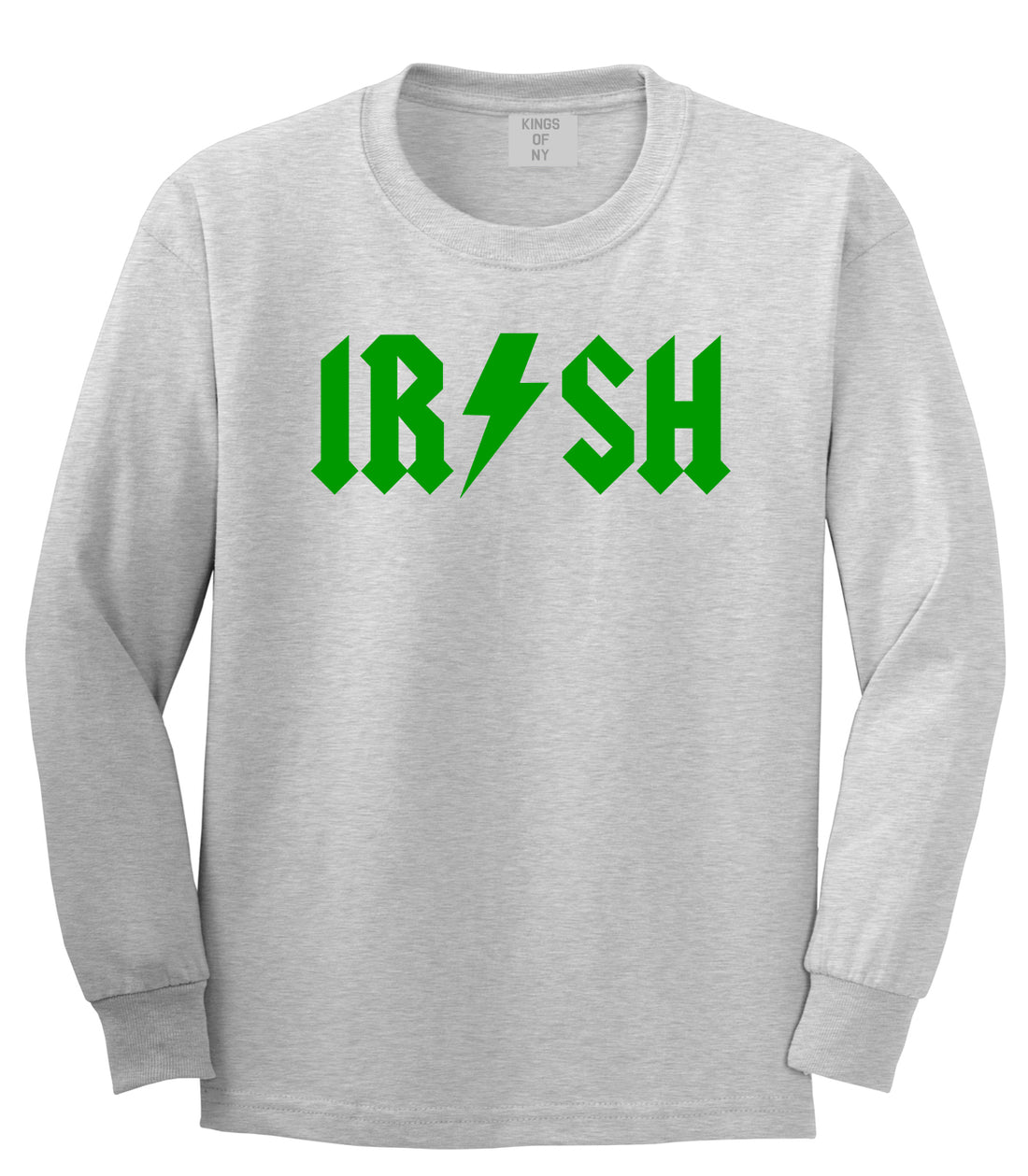 Irish Rockstar Funny Band Logo Mens Long Sleeve T-Shirt Grey