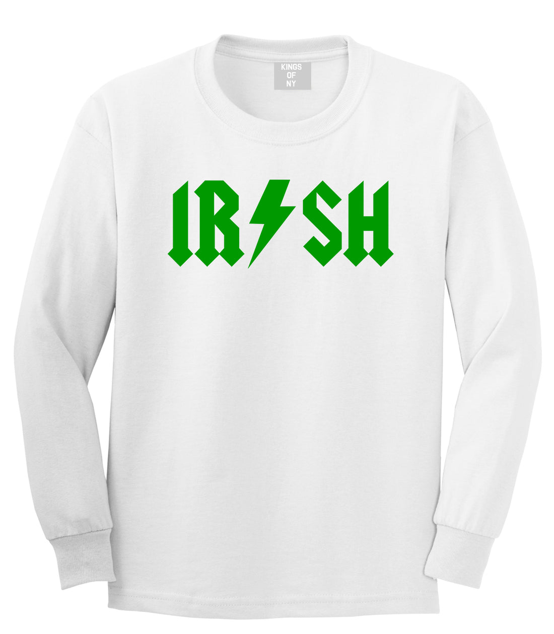 Irish Rockstar Funny Band Logo Mens Long Sleeve T-Shirt White