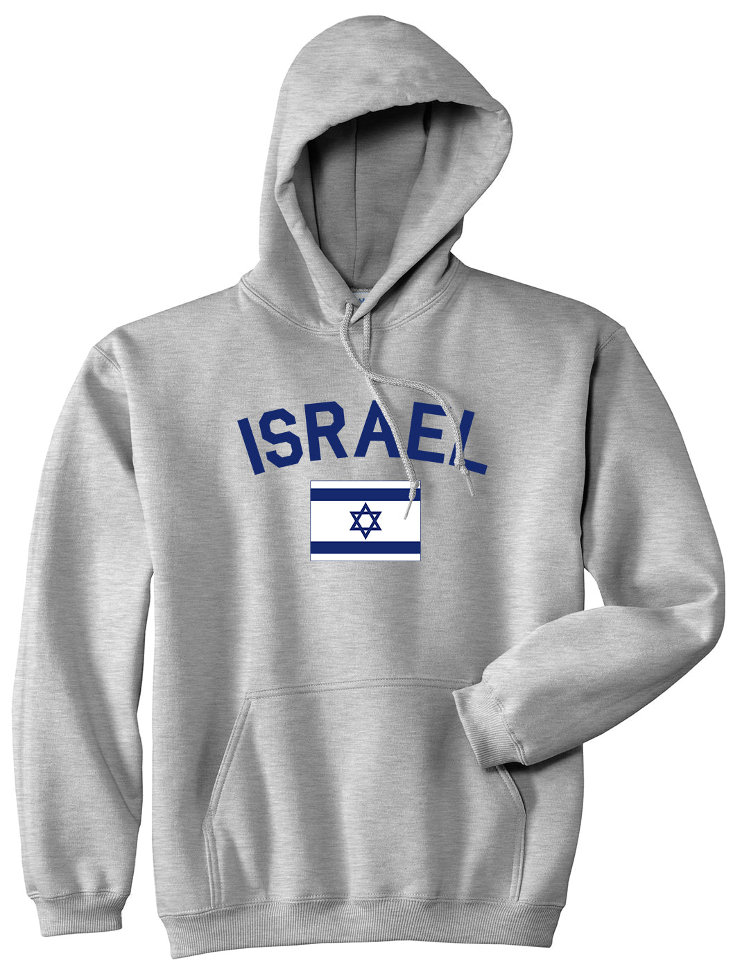 Israel With Israeli Flag Star Mens Pullover Hoodie Grey