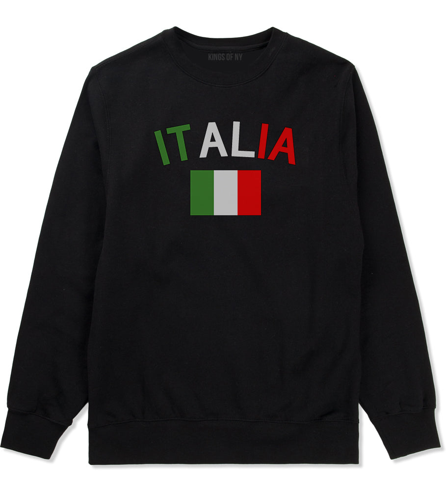 Italia With Flag Italy Futbol Mens Crewneck Sweatshirt Black