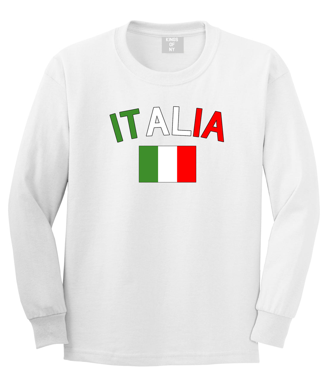 Italia With Flag Italy Futbol Mens Long Sleeve T-Shirt White