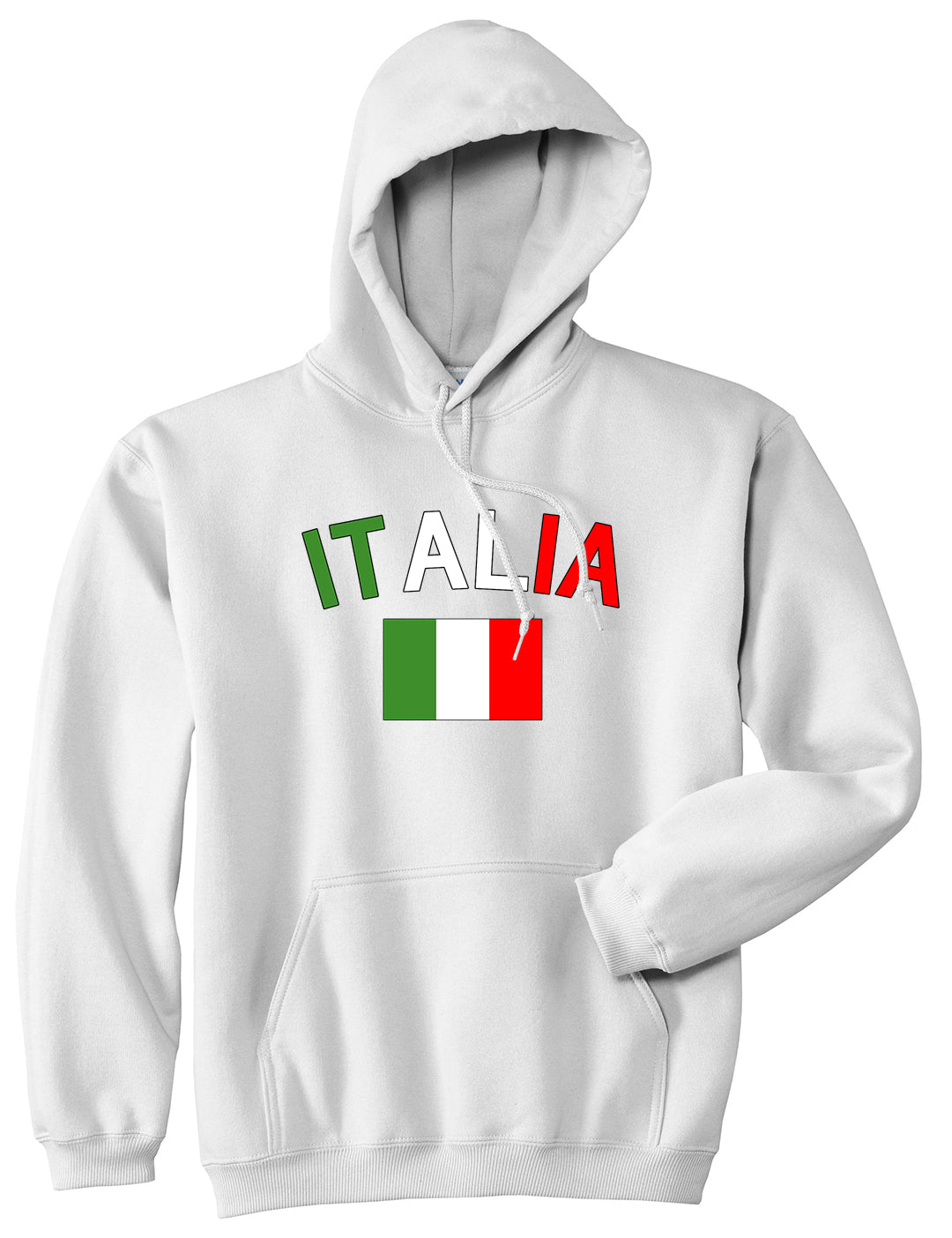 Italia With Flag Italy Futbol Mens Pullover Hoodie White