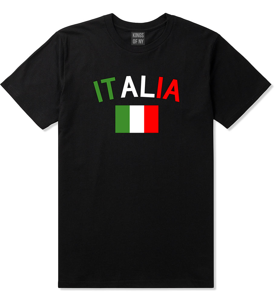 Italia With Flag Italy Futbol Mens T Shirt Black