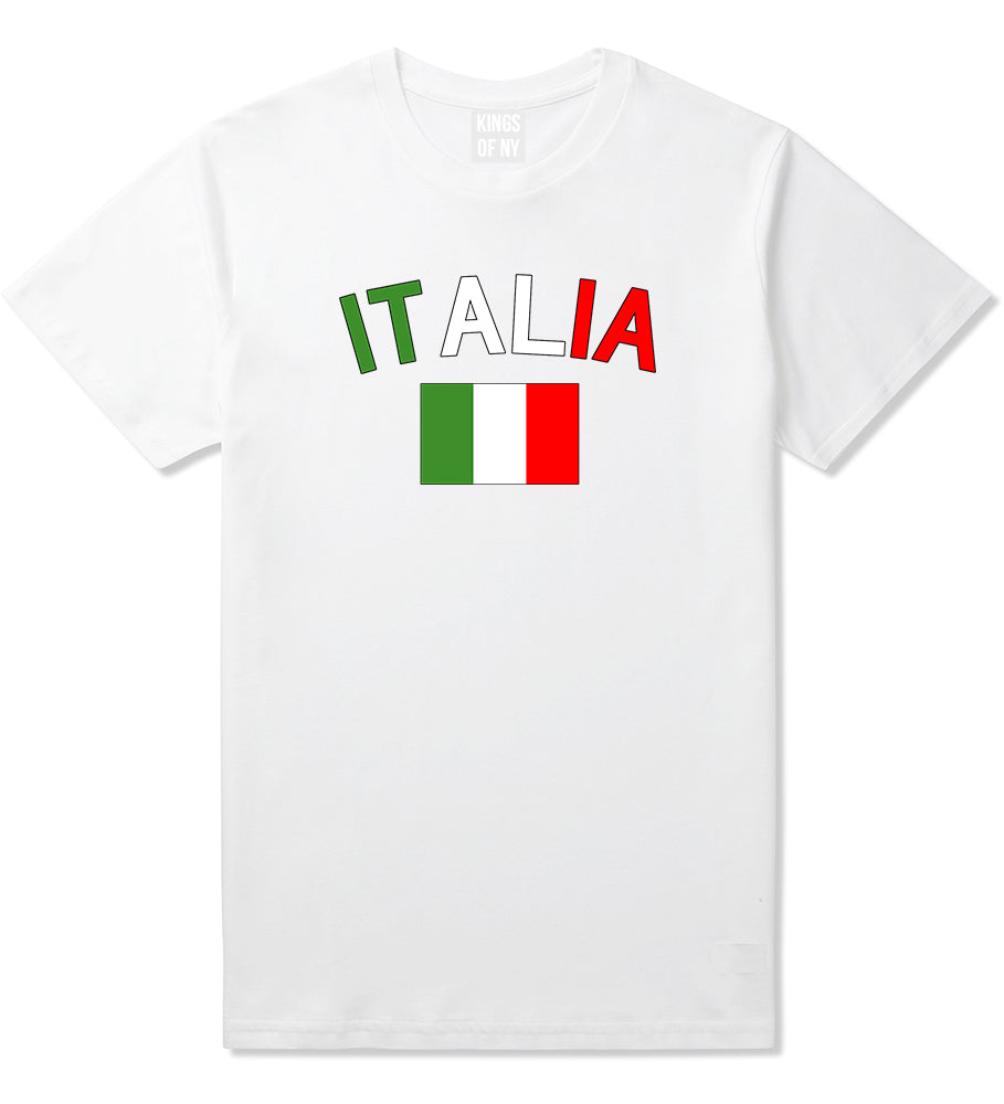 Italia With Flag Italy Futbol Mens T Shirt White