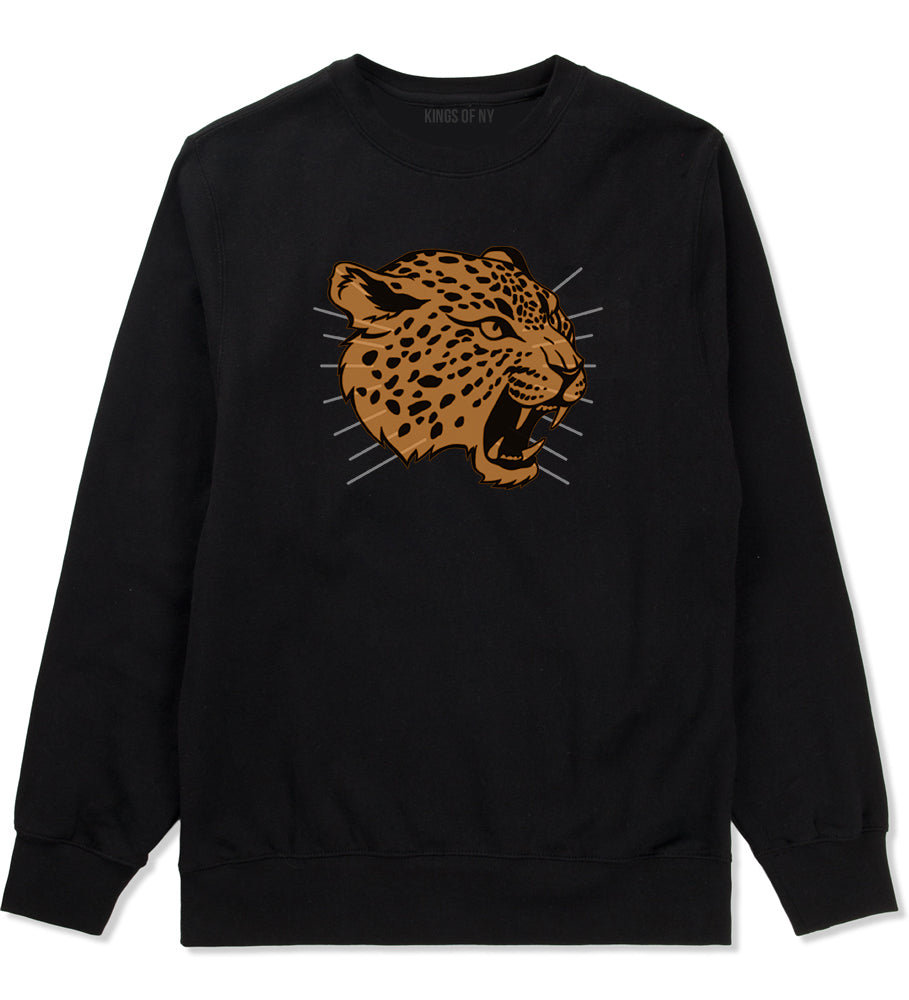 Jaguar Print Mens Crewneck Sweatshirt Black