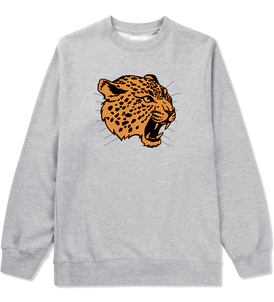 Jaguar Print Mens Crewneck Sweatshirt Grey