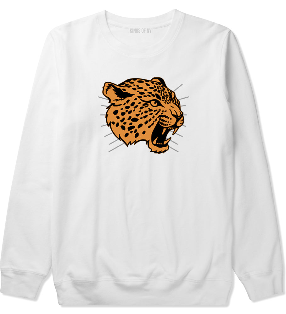 Jaguar Print Mens Crewneck Sweatshirt White